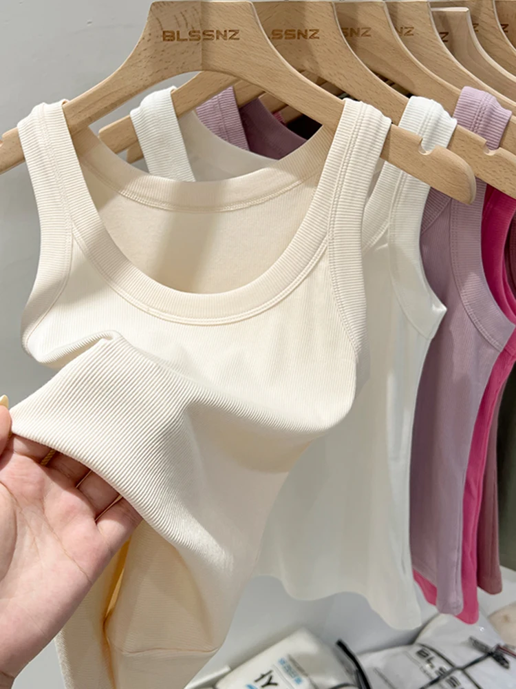 VIAO Женская Однотонная Базовая Эластичная Майка С Круглым Вырезом