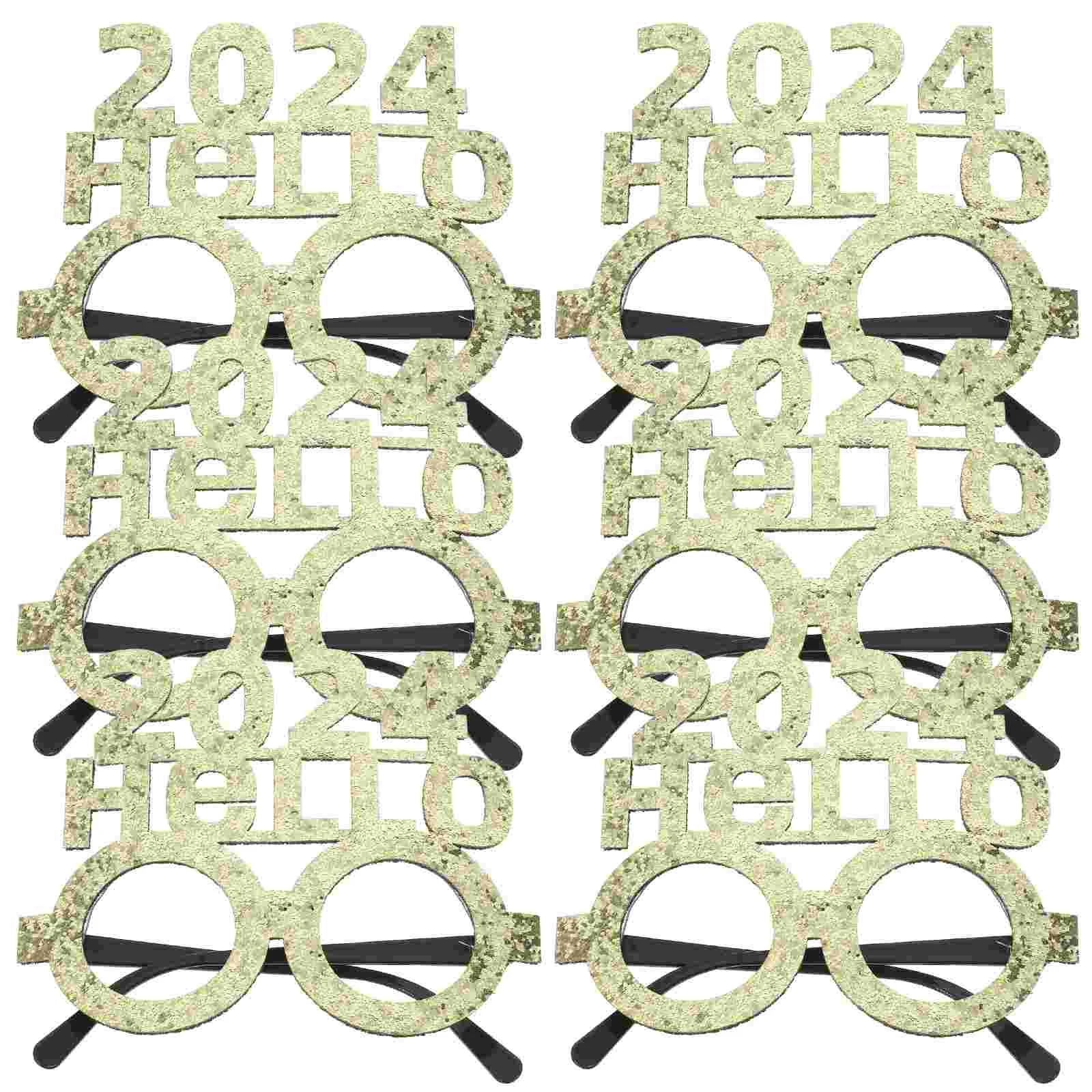 

6 Pcs New Year Glasses Years 2024 Photo Booth Props Eye Funny Decoration Eyeglasses Graduation Party Eyewear Frames