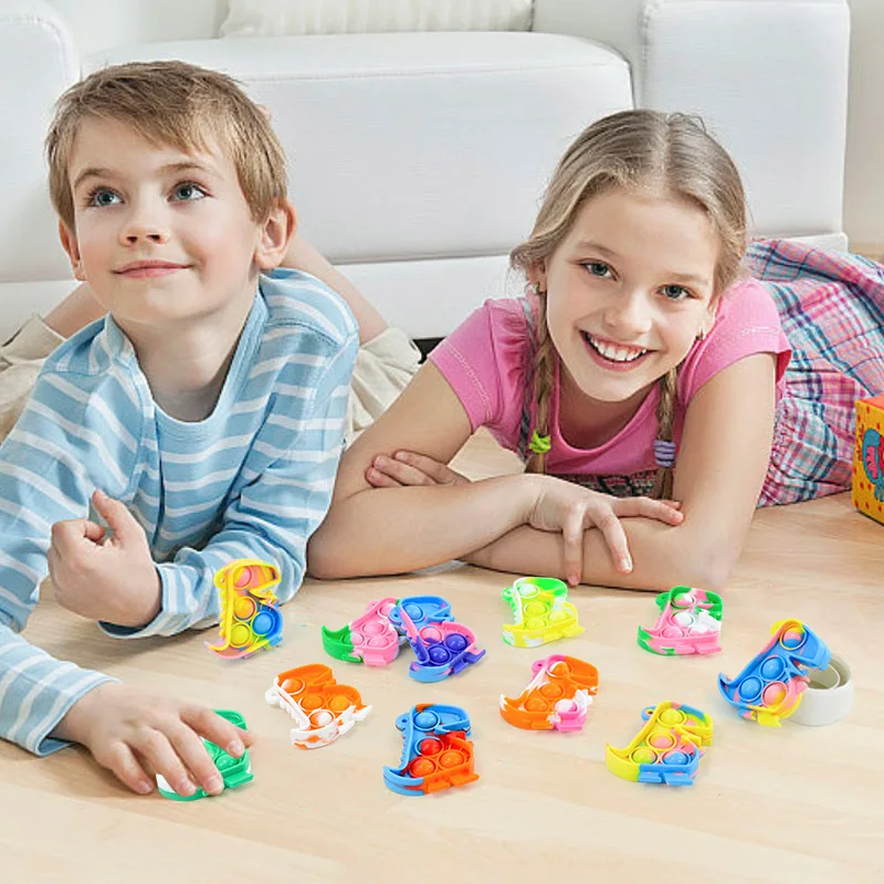 10 шт. игрушки-непоседы поп-брелок в форме динозавра сенсорные игрушки для снятия