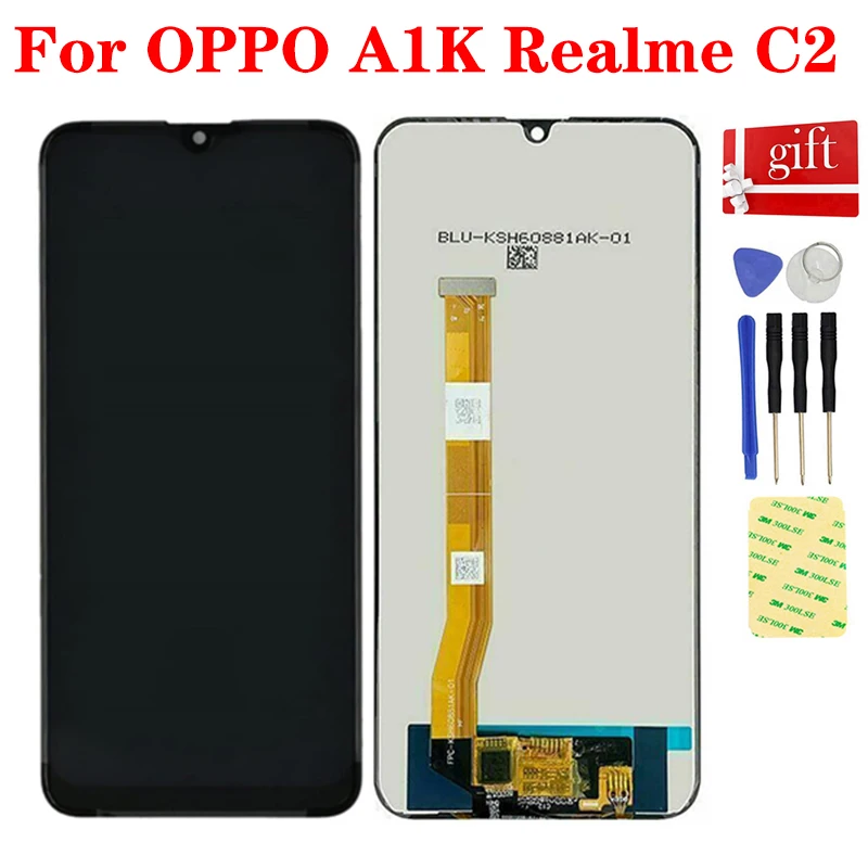 

For OPPO A1K CPH1923 LCD Display Panel Module Monitor For Realme C2 RMX1941 LCD Touch Screen Digitizer Sensor Glass Assembly