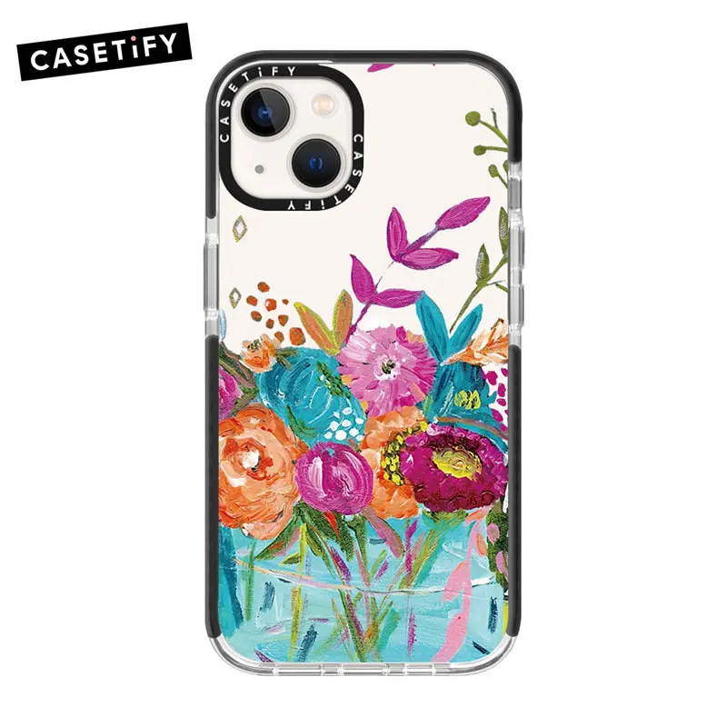 CSETIFY Oil Painting Colorful Flowers Phone Case For IPhone 14 13 12 11 Pro Max XSMax 7 8 14Plus Soft Silicon TPU Clear Case