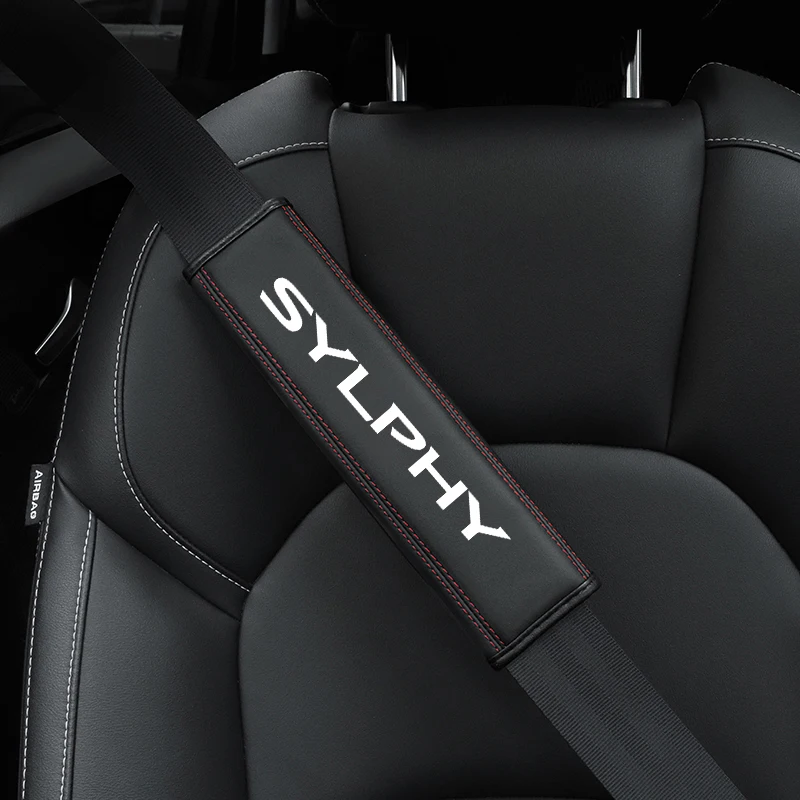 

For Nissan Sylphy 2013 2015 2016 2018 1pc Cowhide Car Interior Seat Belt Protector Cover For Nissan Sentra car Auto Accessories