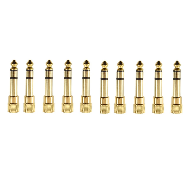 

BMDT-10Pcs 6.3Mm To 3.5Mm Stereo Headphone Audio Adapter Plug 3.5Mm Jack To 6.5Mm Headphone Audio Adapter