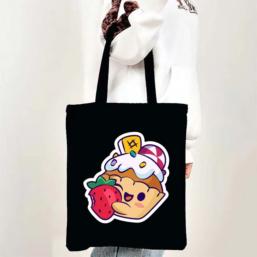 

Funny Cupcake Sticker Tote Bags for Women Canvas Shopping Beach Bag Large Capacity Reusable Handbags