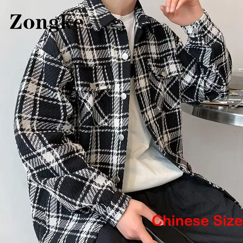 

Zongke клетчатая куртка, Мужская одежда, зимние куртки для мужчин, пальто, уличная одежда, китайская яркость, 2023, Новые поступления на весну