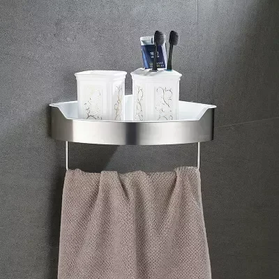 

Bathroom Shelves Brushed Nickel Metal Shower Corner Shelf Wall Mount Shampoo Storage Shelf Rack Bathroom Basket Holder DG8415SN