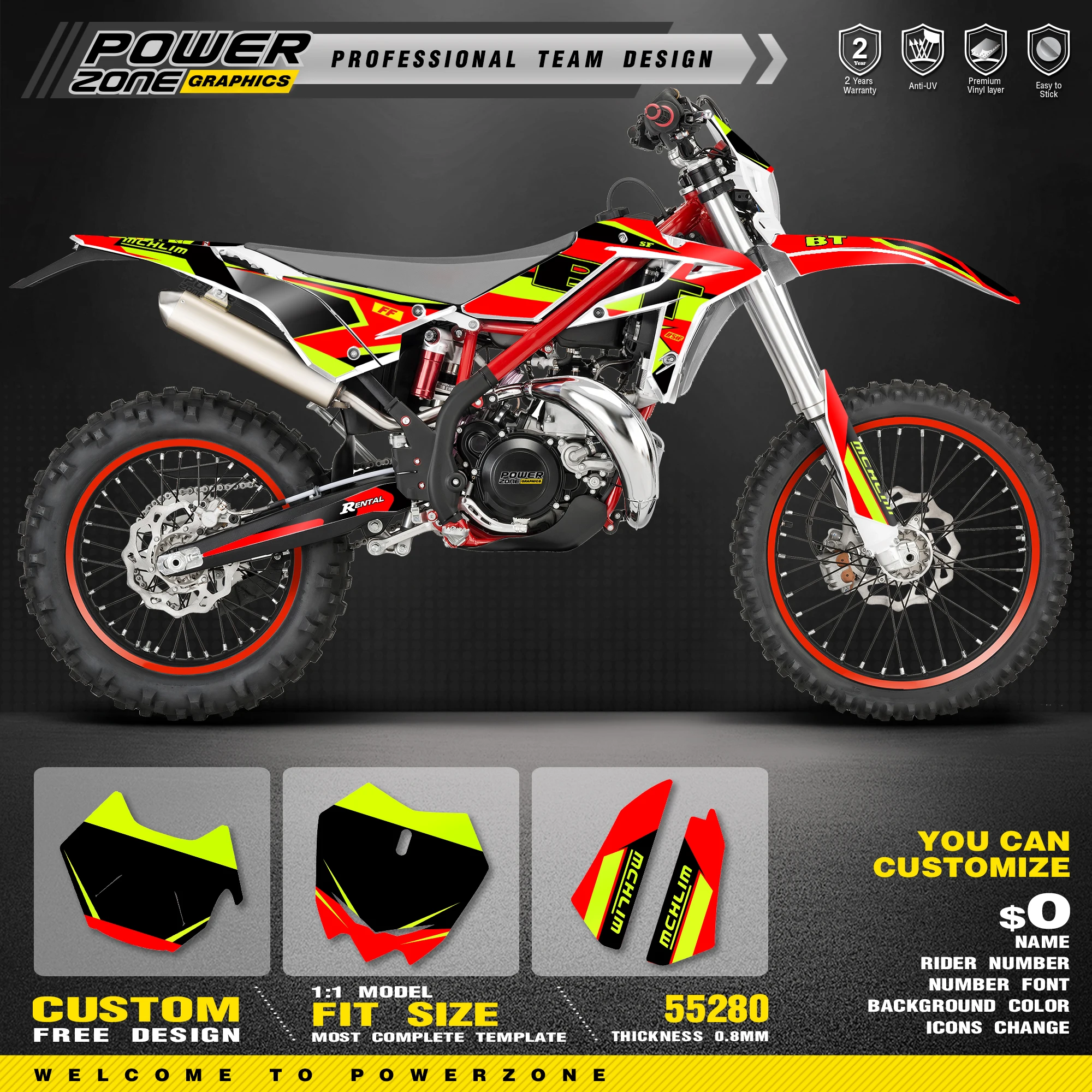 Фото Комплект графических наклеек и стикеров PowerZone For Beta Custom Team для Beta Xtrainer 2020 2021 2022 X 016 №2