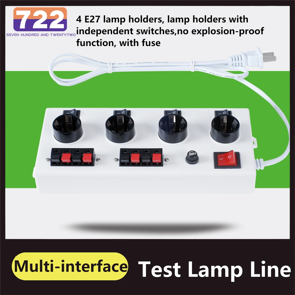 

Test Lamp Stand with Power Display Multi-interface Quick Quick Test 4 E27 lamp holders 1000W LED bulbs Lamp Board Wattage Test