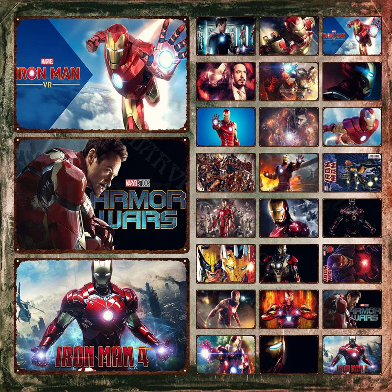 

Marvel Iron Man 4 Steel City Metal Poster Tony Stark and Ai Pepper Comic Vintage Plaque Metal Signs Tin Signs for Home Decor