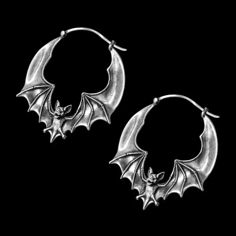 Fashion Vintage Halloween Bat Exaggerated Hook Earrings for Women Ghost Festival Christmas Birthday Gift Jewelry