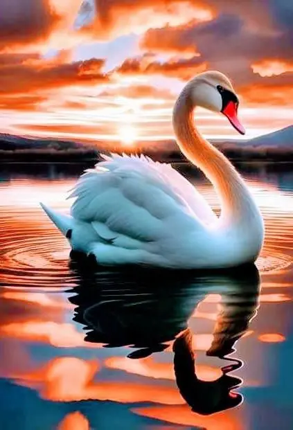 

JMINE Div 5D Swan lake sunset Full Diamond Painting cross stitch kits art animal 3D paint by diamonds