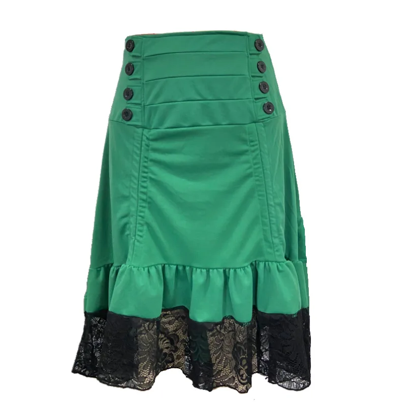 

Goth Skirt Women Vintage Medieval Palace Lace Drawstring Stitching Midi Skirt Burgundy Blue Black Skirt Gothic Faldas Mujer 2021