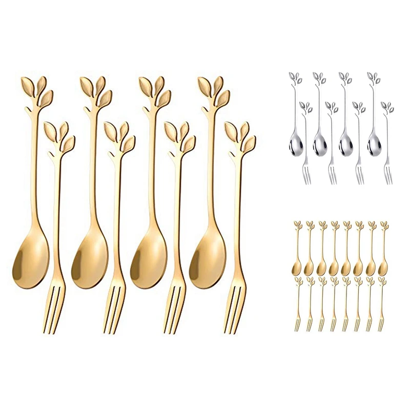 

Dessert Spoon And Fork Set Cake Fork Coffee Spoon Creative Fruit Fork Stainless Steel