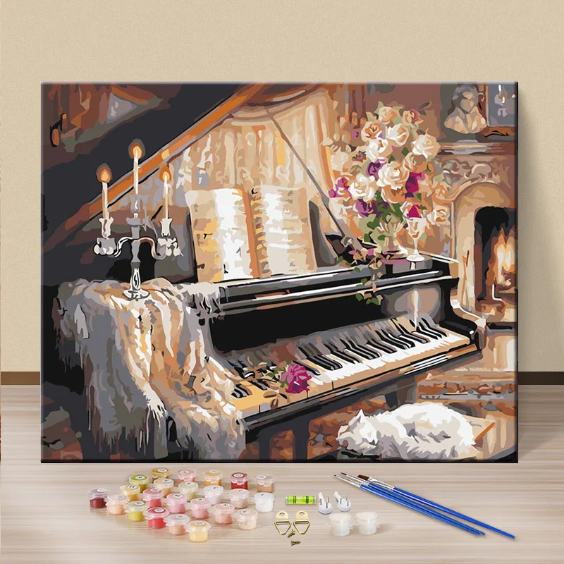 

3440Ann-Tulip diy Цифровая масляная живопись, картина маслом, акриловая Цветочная живопись, взрыв, ручная работа, пейзаж, живопись