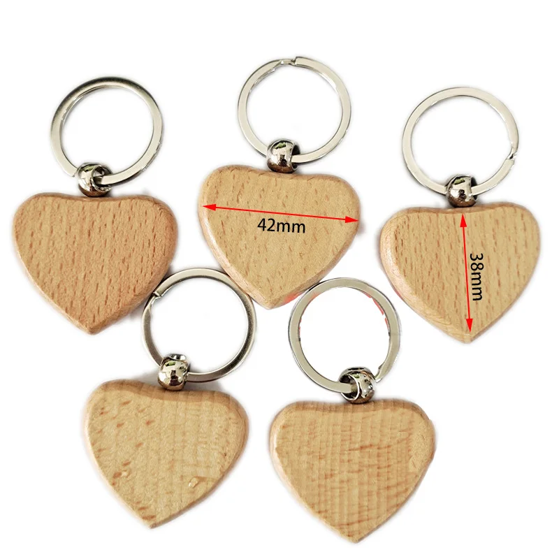 10pcs Blank Wooden Key Chain DIY Promotion Pendant Wood Keychain Round Rectangle heart oval shape Keyring Tags Gifts for carve |