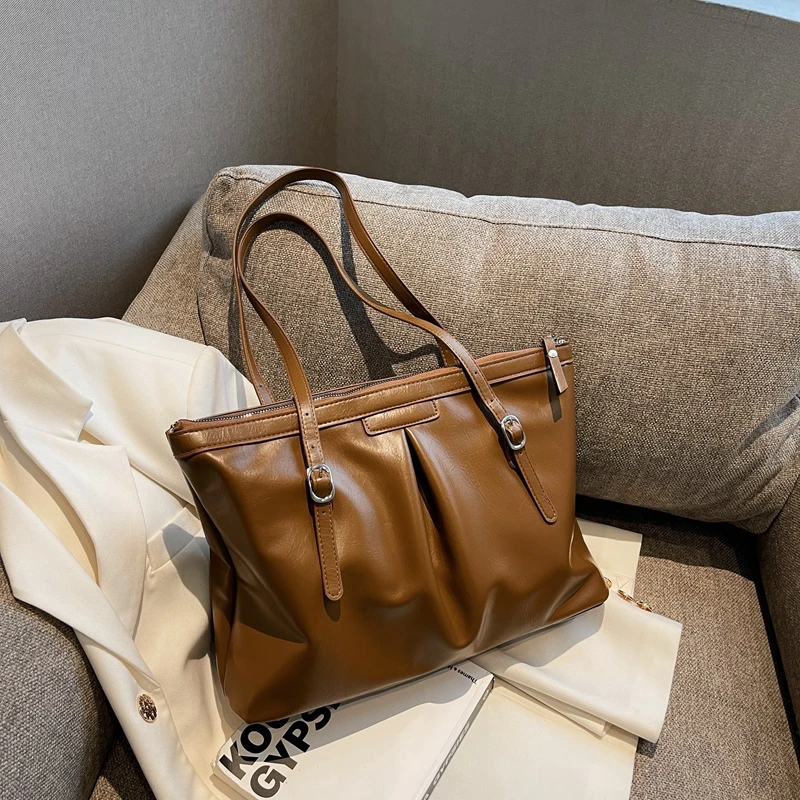 

Fashion Solid Color Handbag Pleated Women's Bag Luxury Designer Shoulder Bag Subaxillary Bags for Women Large Capacity Tote Bag