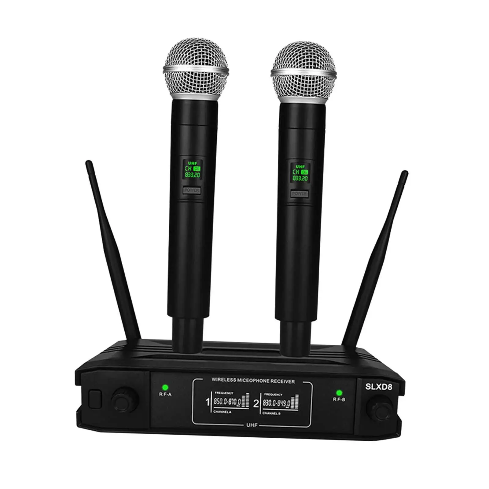 

Wireless Microphone System Dual Cordless Dynamic Microphones Handheld Microphone for Party Wedding Speech DJ Home KTV Set