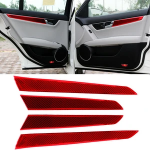 Red Carbon Fiber Door Interior Trim Fit for Mercedes C-Class W204 C300180 07-14