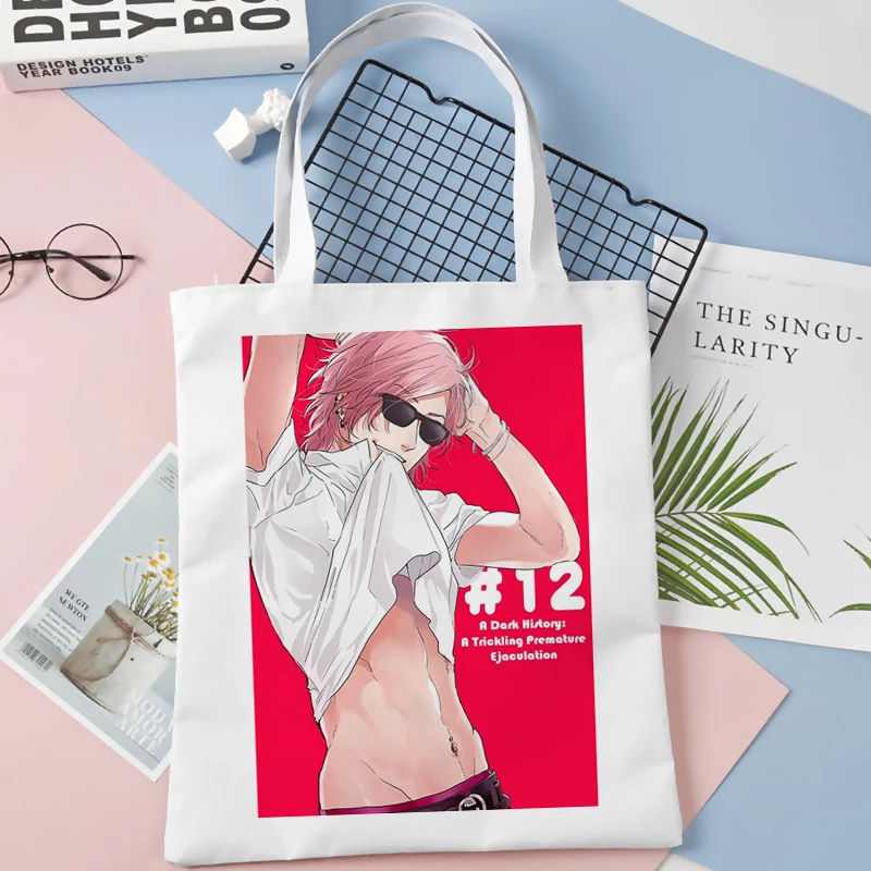 

Canvas Shoulder Bag Shoppers Bags Large Capacity Hand Bags Women's Yarichin Bitch Club Vintage Cartoon Kawaii Teacher Handbag