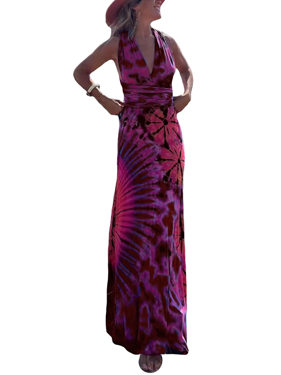 

Платье-Макси женское без рукавов, летнее богемное длинное пляжное платье, сарафан в стиле бохо