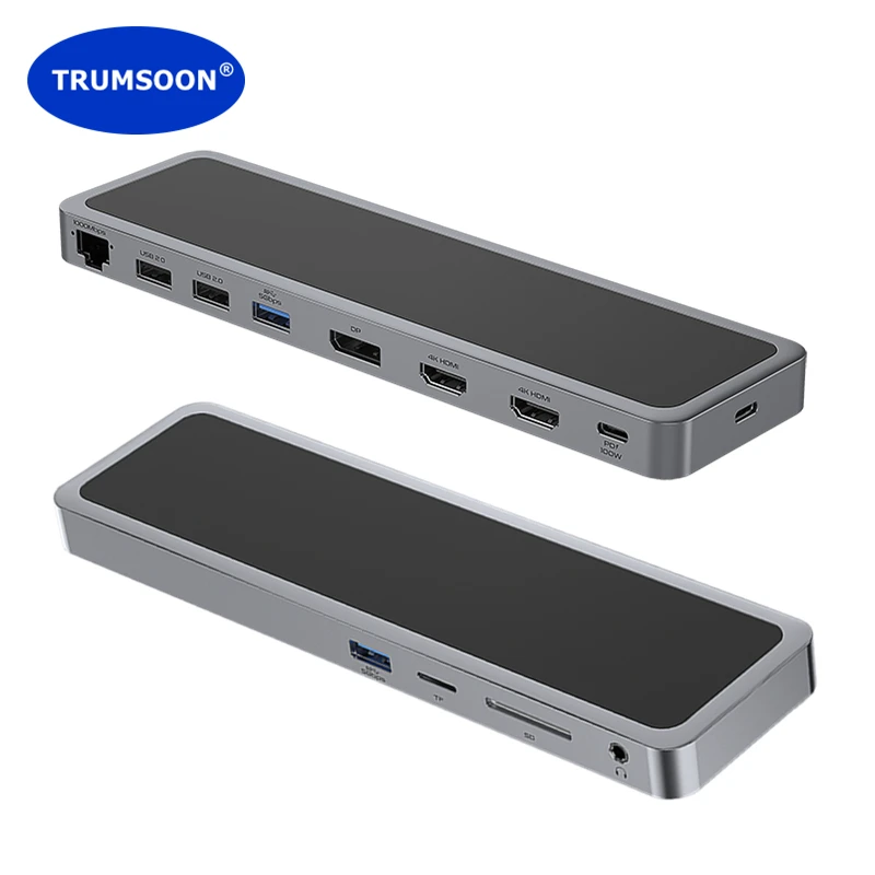 

USB C-концентратор Trumsoon на Gigabit Ethernet HDTV VGA SD TF-кардридер USB 3,0 2,0 C док-станция для MacBook Samsung S21 Dex TV PS5 переключатель