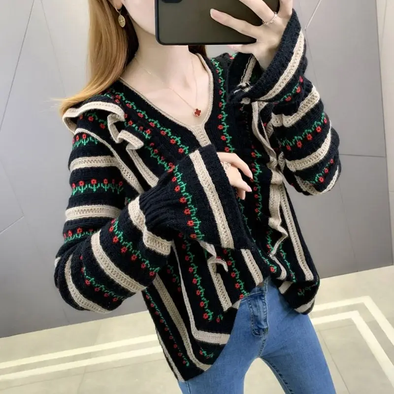 

Autumn Winter 2022 New Girls Clothes Sweater Knit Sweater Knitwear Long Sleeve Cotton Casual Pullover Tops Office Lady T656