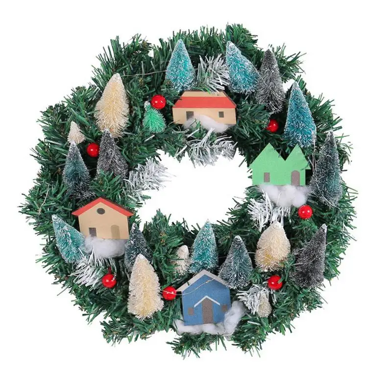 

Christmas Wreath Wall Background Artificial Christmas Wreath Lighting Artificial Pine Wreath With LED Lights Home Decoration