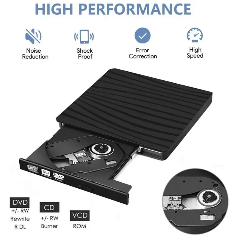 USB 3.0 Type C Портативный DVD CD +/-RW Внешняя записывающая машина Оптический привод