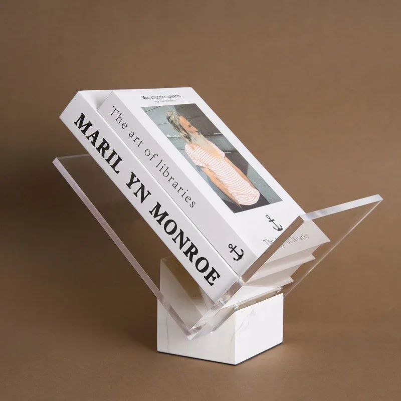 Фото Подставка для книг из натурального мрамора для демонстрации и чтения, прозрачный акриловый держатель для книг, журналов, учебников, кулинарных книг №1