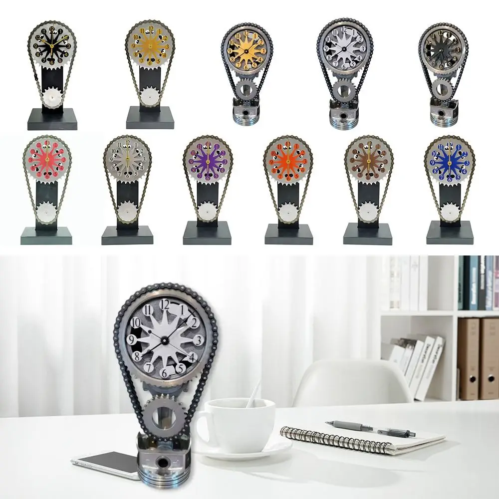 

Metal Chain Gear Clock Personalized Mechanical Wind Craft Block Timing Chain Clock Desktop Clock Home Decoration