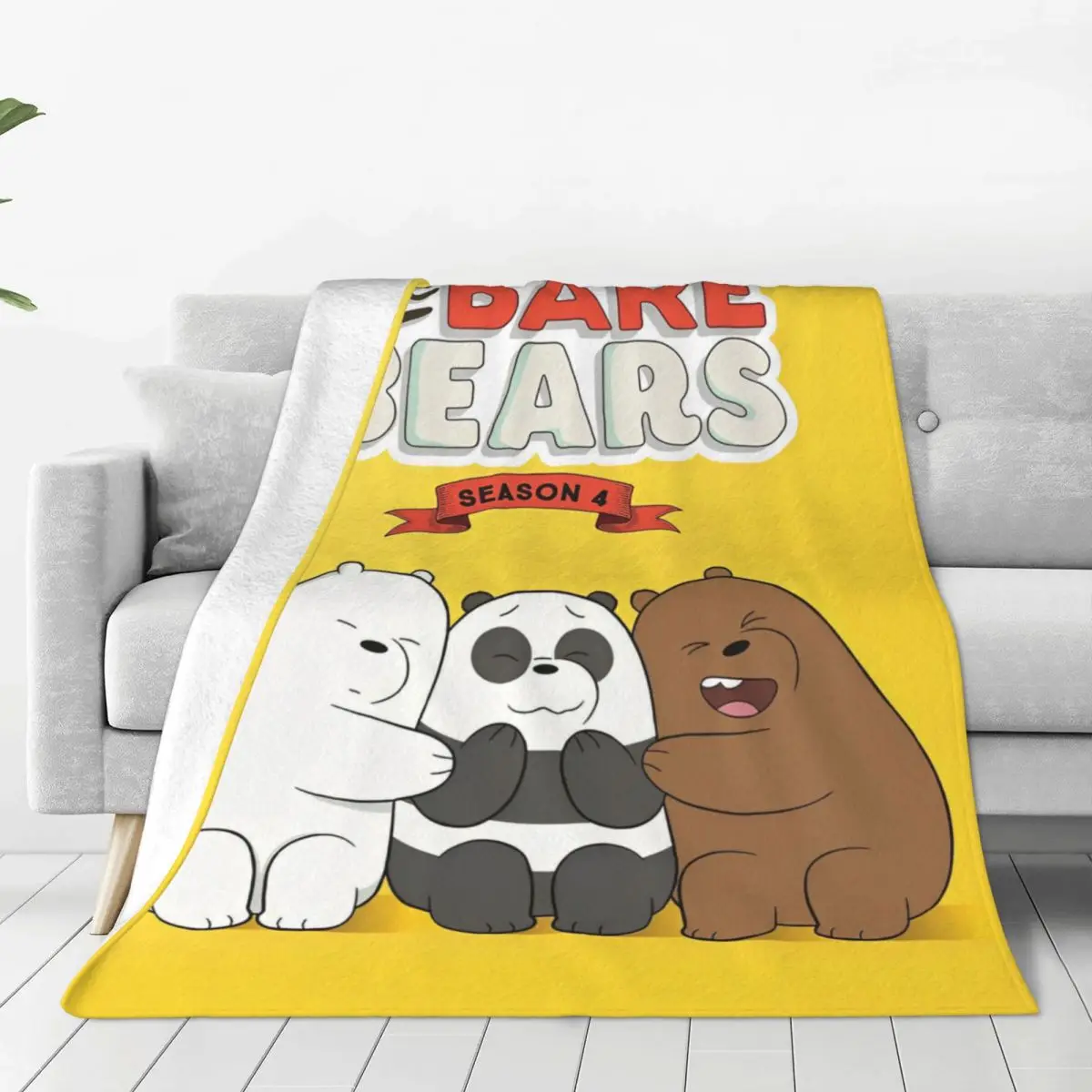 Мягкие одеяла для пикника We Bare Bears с героями мультфильмов (1)-bayingimg фланелевое