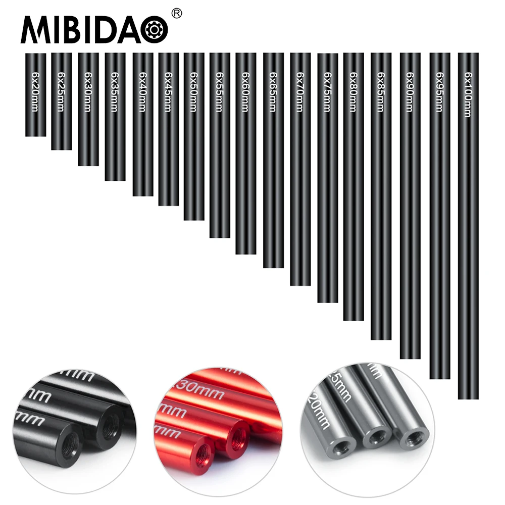 

MIBIDAO 17Pcs/Set 20~100mm Metal Pull Link Rod 6.0mm OD for Axial SCX10 D90 CC01 1/10 RC Crawler Car Model Upgrade Spare Parts