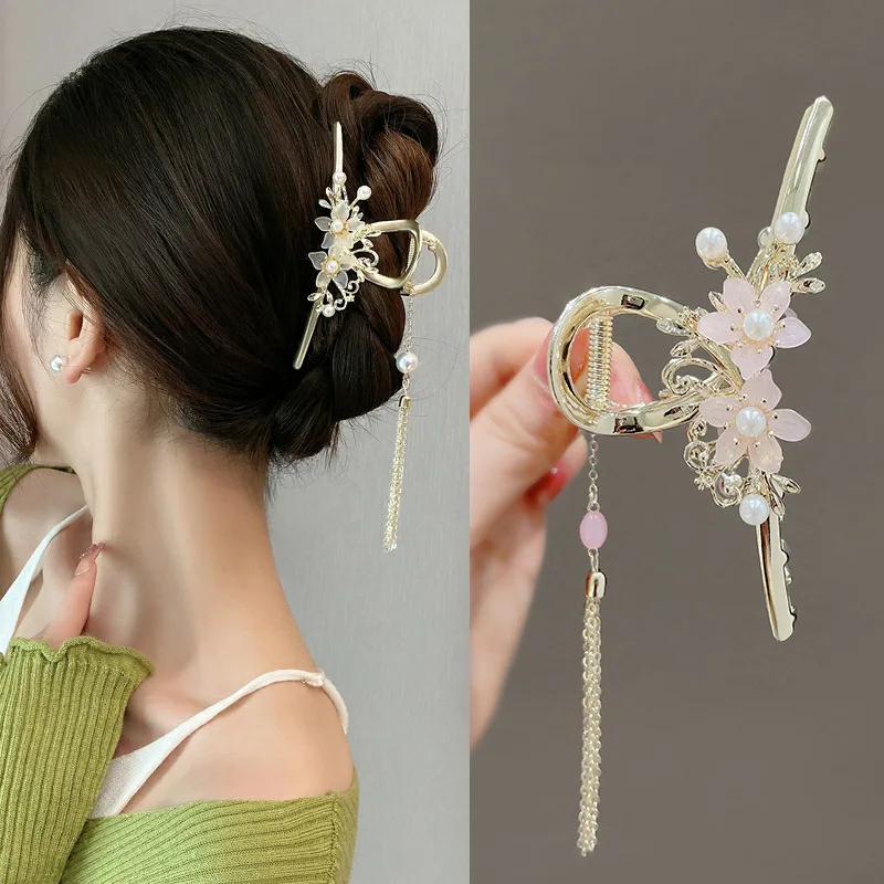 Японский женский корейский зажим для волос розовый белый акриловый девочек с