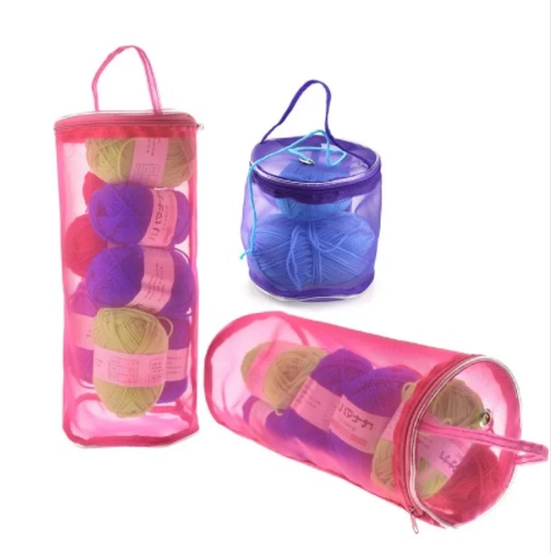 

Knitting Yarn Round Crochet Bag Craft Nylon Yarn Case Organizer Storage Baskets Traveling Sewing Tools Sewing Accessories