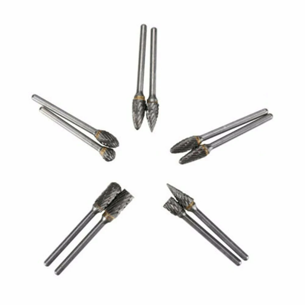 

Grinding Head Rotary Burr Drill Bits 1/4 Inch Head 1/8 Inch Handle Double Cut Head Tungsten Steel Solid Carbide