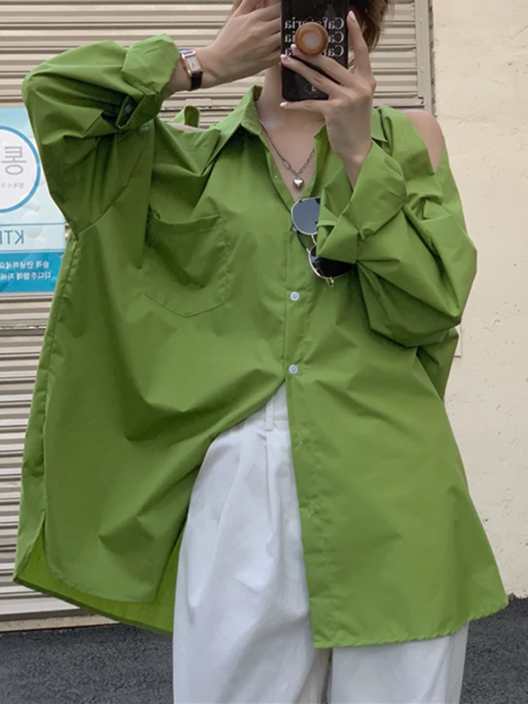 Sungtin пикантные повседневные рубашки оверсайз с открытыми плечами для женщин