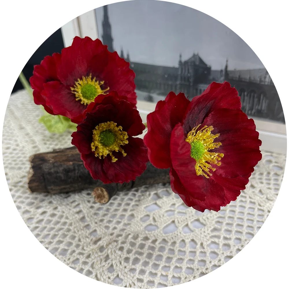 SunMade шелковые искусственные маковые цветы голубые