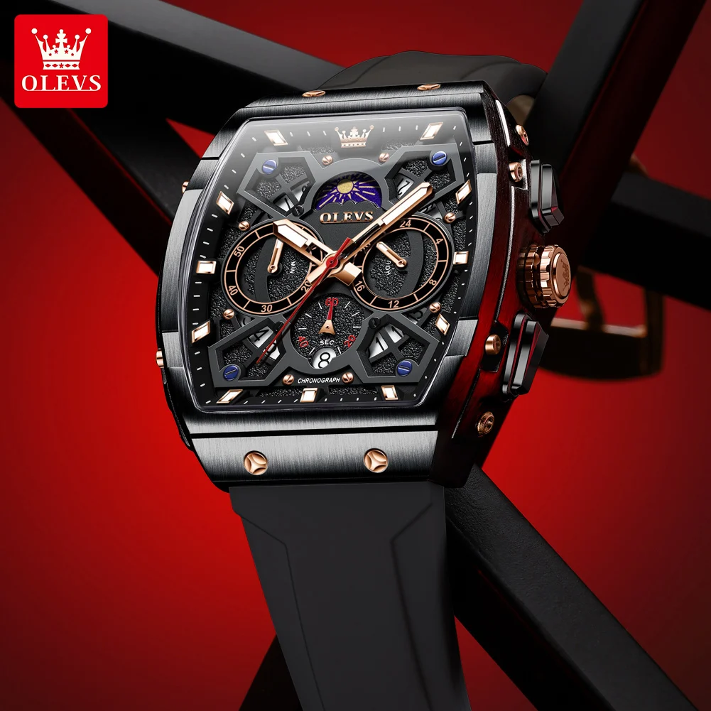 OLEVS Лидирующий бренд модные мужские кварцевые часы многофункциональные