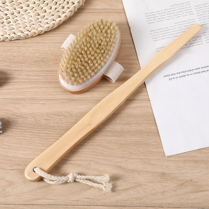 

Wooden Bath Brush Dry Wet Detachable Combinable Long Handle Body Scrubber Wash Back Rubbing Shower Accessories Soft Bristle