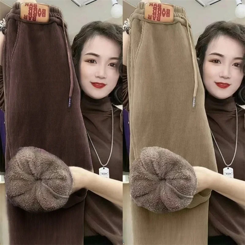 Толстые фланелевые тренировочные брюки для женщин на осень и зиму 2024 новые