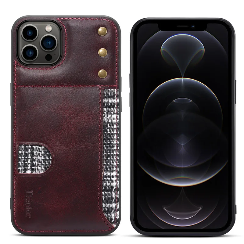 Чехол-книжка из полированной вощеной кожи для iPhone 13 12 Pro Max |