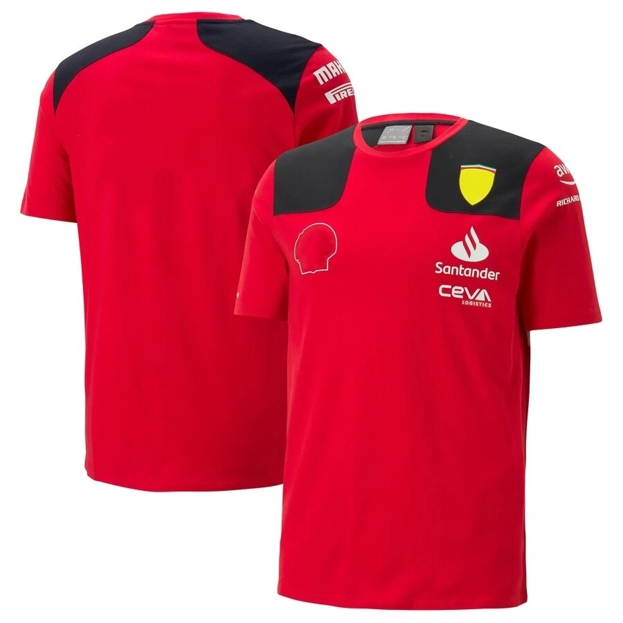 

Summer Men's Shirt F1 New Racing Uniform Spanish Team Sainz No. 55 Round Neck T-shirt High Quality Customizable Name Number