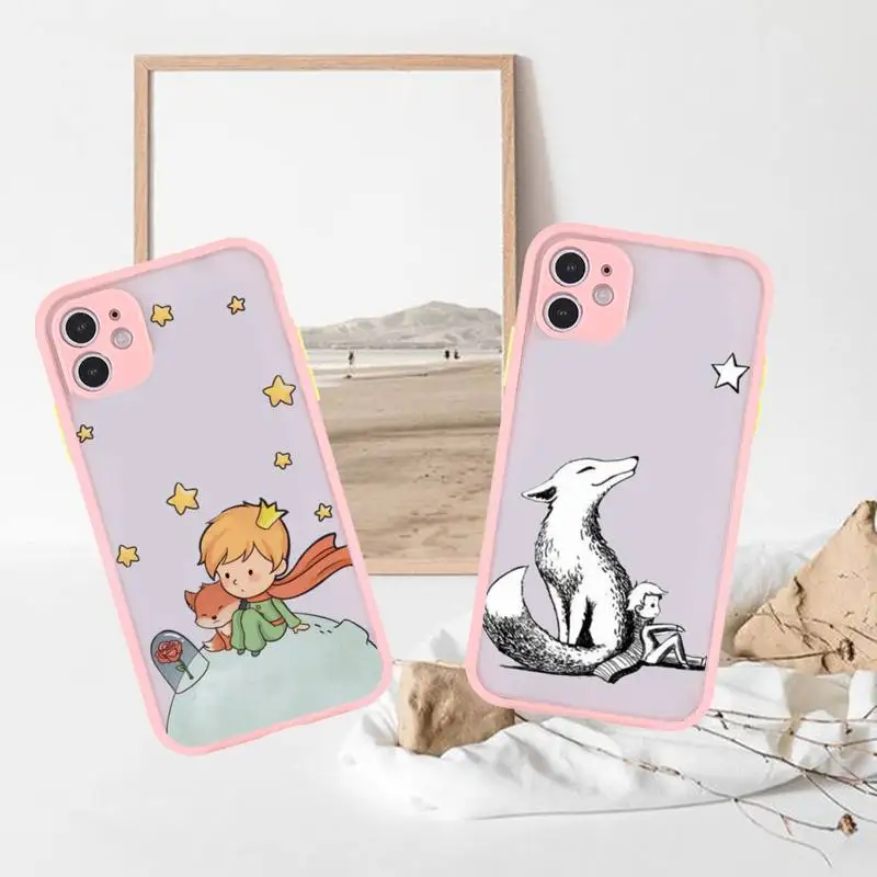 

le petit litter prince Phone Case For iPhone 13 12 11 Mini Pro XR XS Max 7 8 Plus X Matte transparent Pink Back Cover