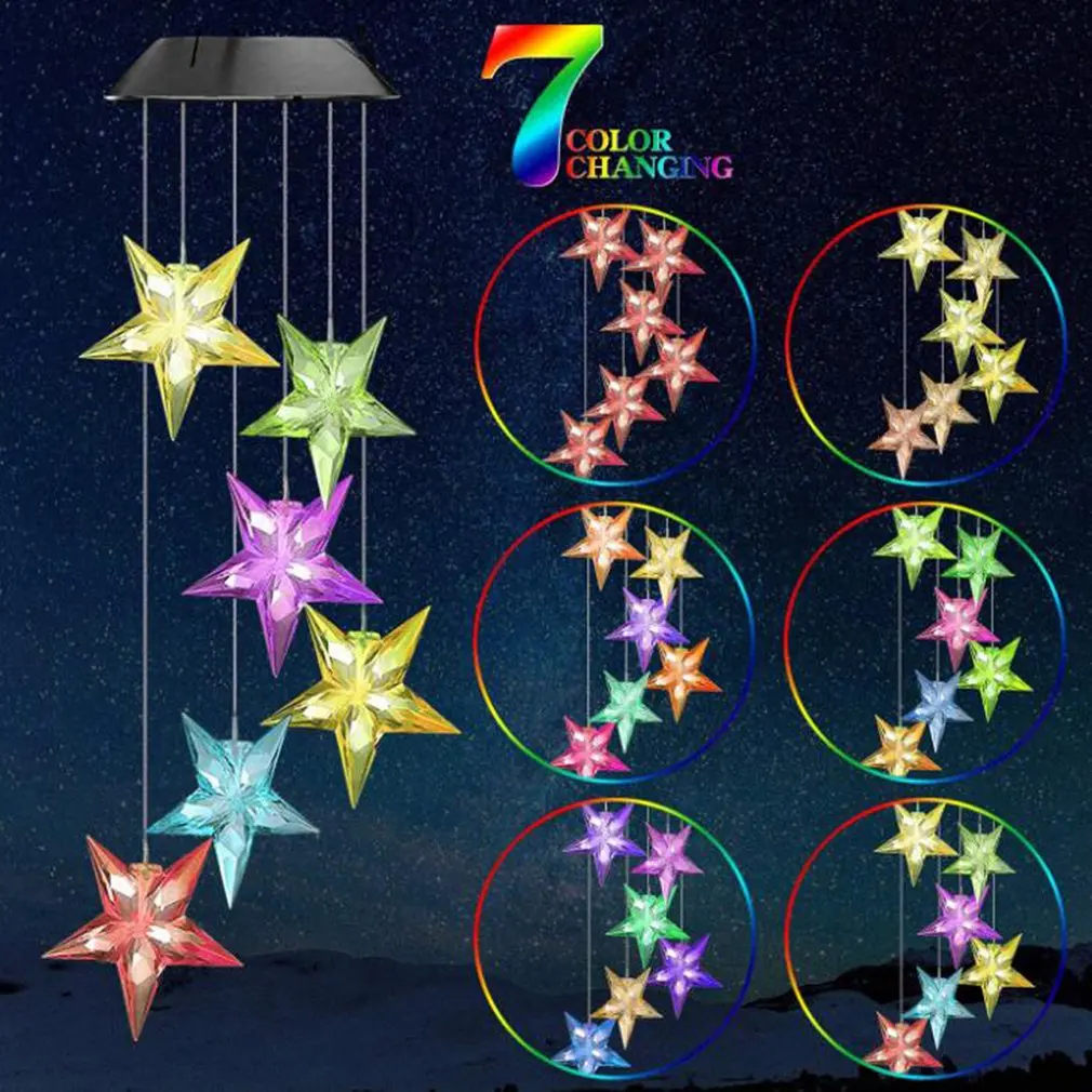 

Led Solar Wind Chime Light Decrotive Color Light Meter Particle Ball Aixin Star Wind Chime Light Colorful