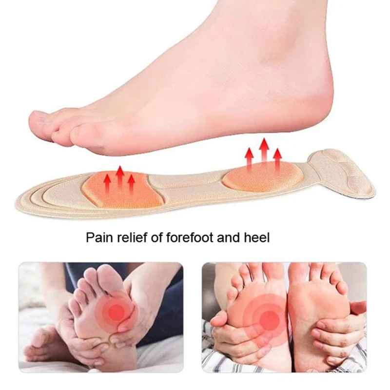 Comfort Breathable Memory Foam Insoles for Women High-heel Shoes Anti-slip Cutable Foot Care Massage Protection Shoe Pad 1/2pair