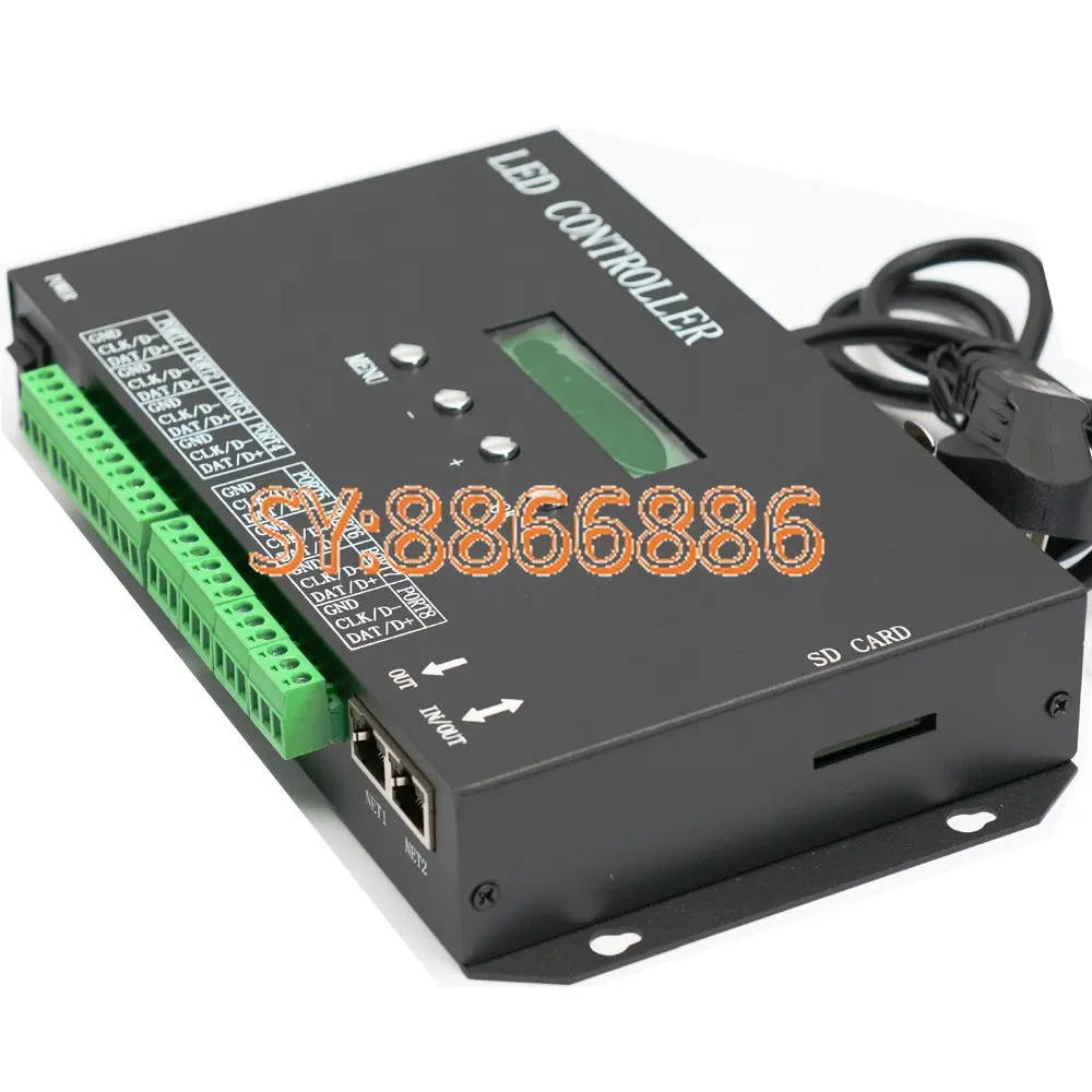 

T-300K PRO T300K PRO Led Pixel Controller RGB PC on Line Pixel Full Color Controller VIA PC SD Card 8 Ports Ws2811 Ws2801