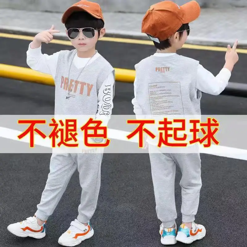

2022 New Spring Summer Girls' Suit Three-piece Set tops + pants Children Clothes Kids boy Sets
