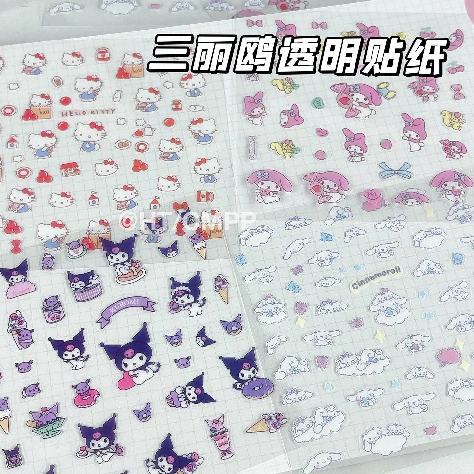 

Sanrio Kulomi Japanese Cartoon Transparent Sticker Cute Idy Decorative Waterproof Sticker Diy Journal Material Small Stickers
