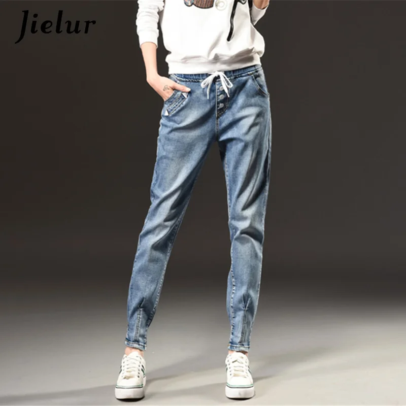 

Autumn Winter Fashion High Waist Jeans Woman S-3XL Leisure Slim Elastic Waist Ladies Vintage Harlan Pants Women Jeans
