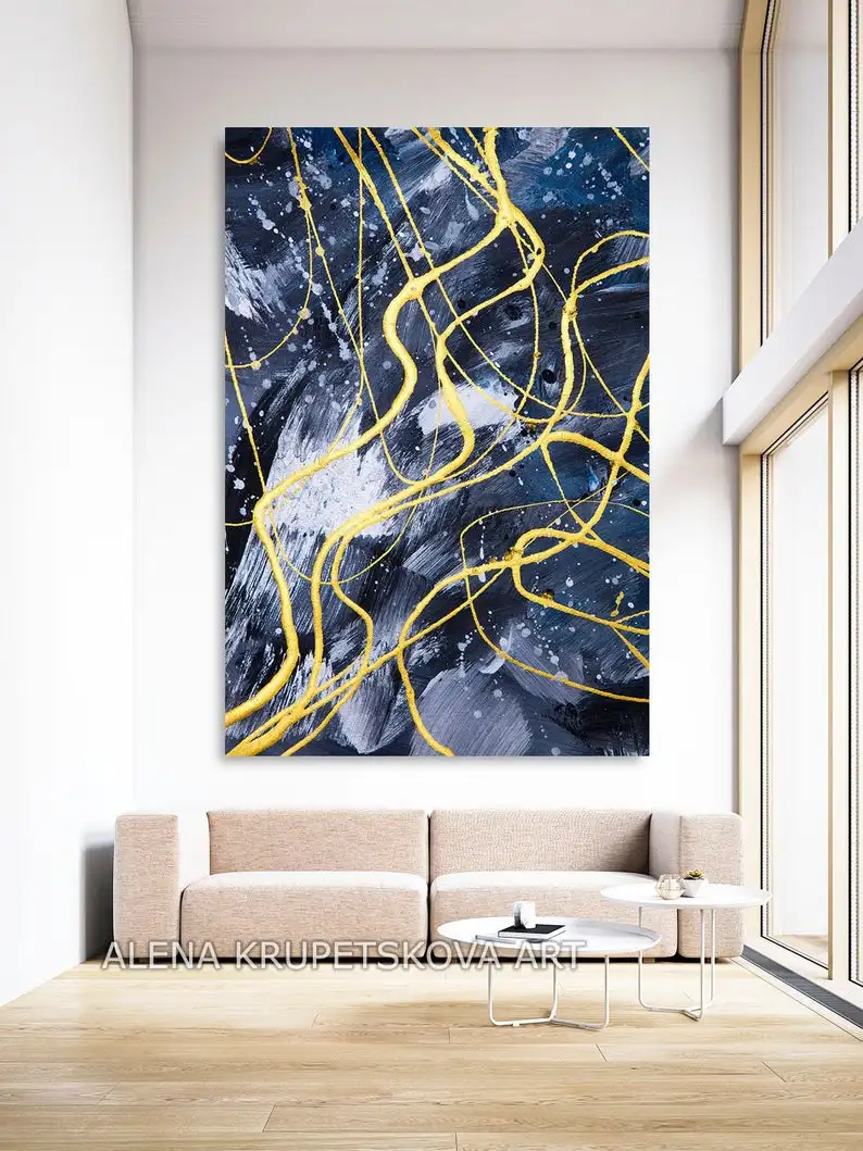 

Abstract art on cart canvas Jackson Pollock style Dark abstract canvasabstract oil painting,abstract contemporary art painting